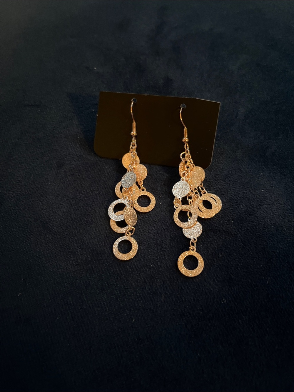 Rose Gold Tone Dangle Circle Cluster Earrings - Unbranded